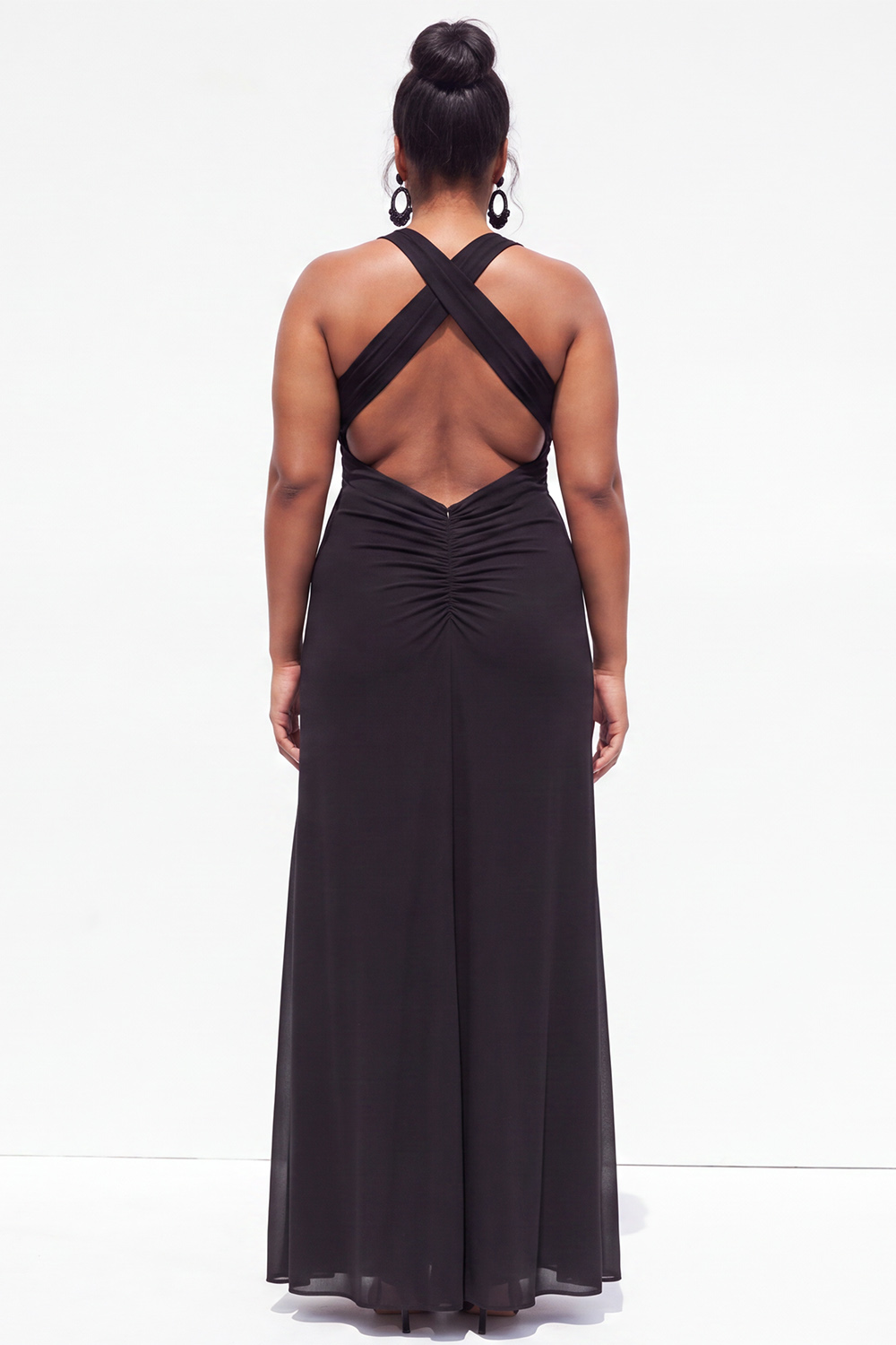 Yellow Plus Size Halter Maxi Bridesmaid Dress