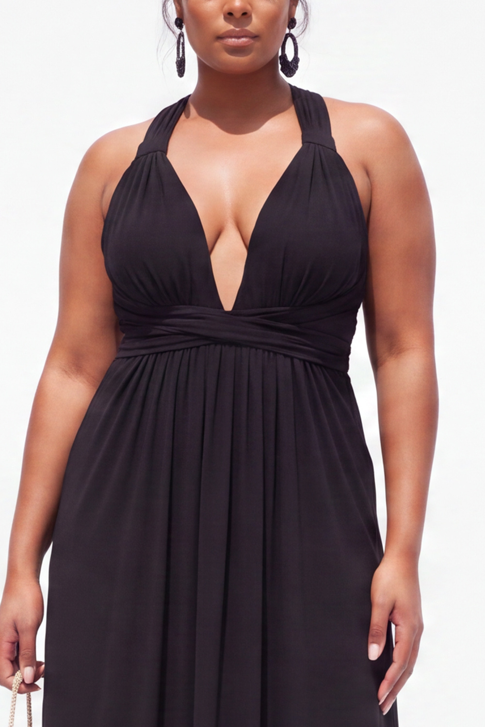 Yellow Plus Size Halter Maxi Bridesmaid Dress