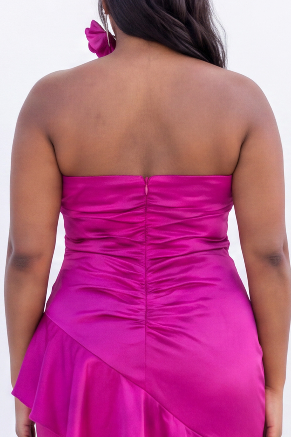 Black Strapless Mermaid Ruffled Plus Size Formal Dress