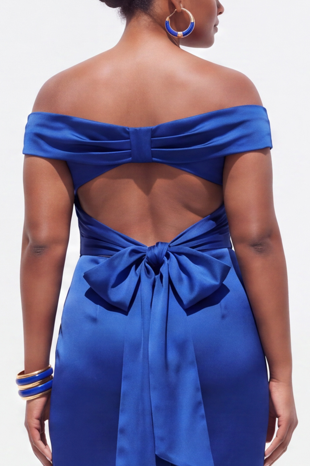 Off the Shoulder Dark Green Plus Size Sheath Satin Formal Dress with Slit
