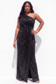 Sparkly Black Sequin One Shoulder Plus Size Formal Dress