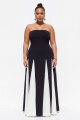 Black and White Strapless A Line Plus Size Formal Dress