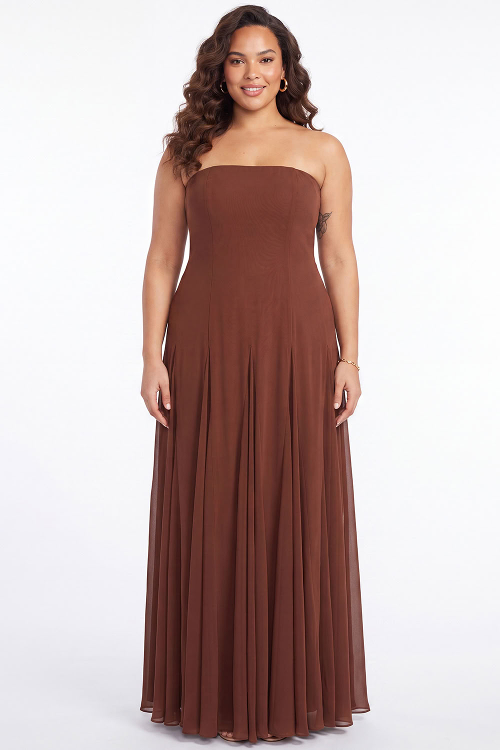 Black and White Strapless A Line Plus Size Formal Dress