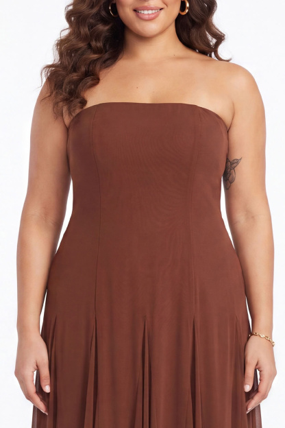 Black and White Strapless A Line Plus Size Formal Dress