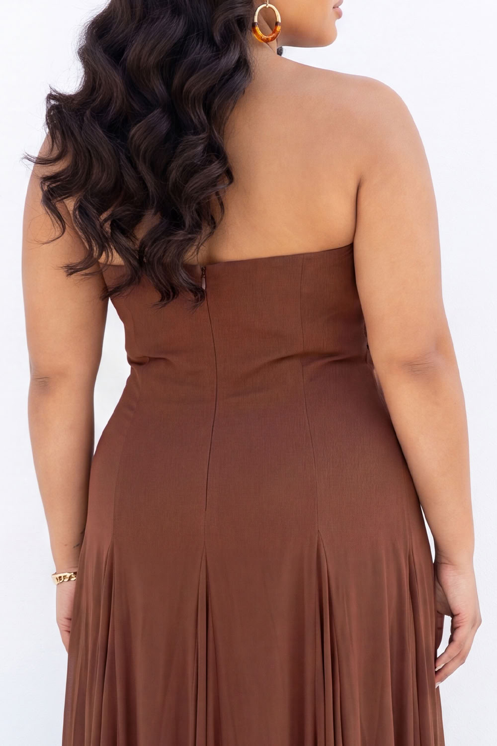 Black and White Strapless A Line Plus Size Formal Dress