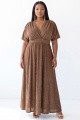 Brown A Line V Neck Plus Size Mother of the Bride Dress with Short Sleeves