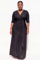 Plus Size Glitter Champagne A Line Maxi Dress with 3/4 Sleeves