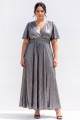 Metallic Silver A Line V Neck Plus Size Formal Dress