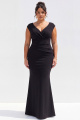 Mermaid Black V Neck Plus Size Long Formal Dress