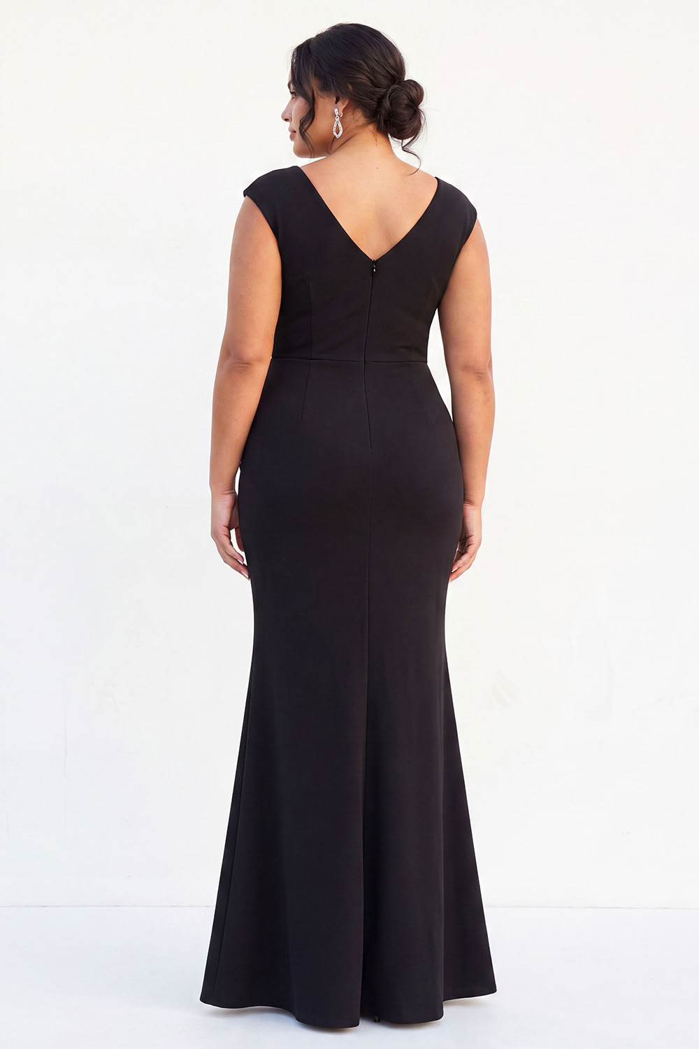 Dark Green Mermaid V Neck Plus Size Formal Dress