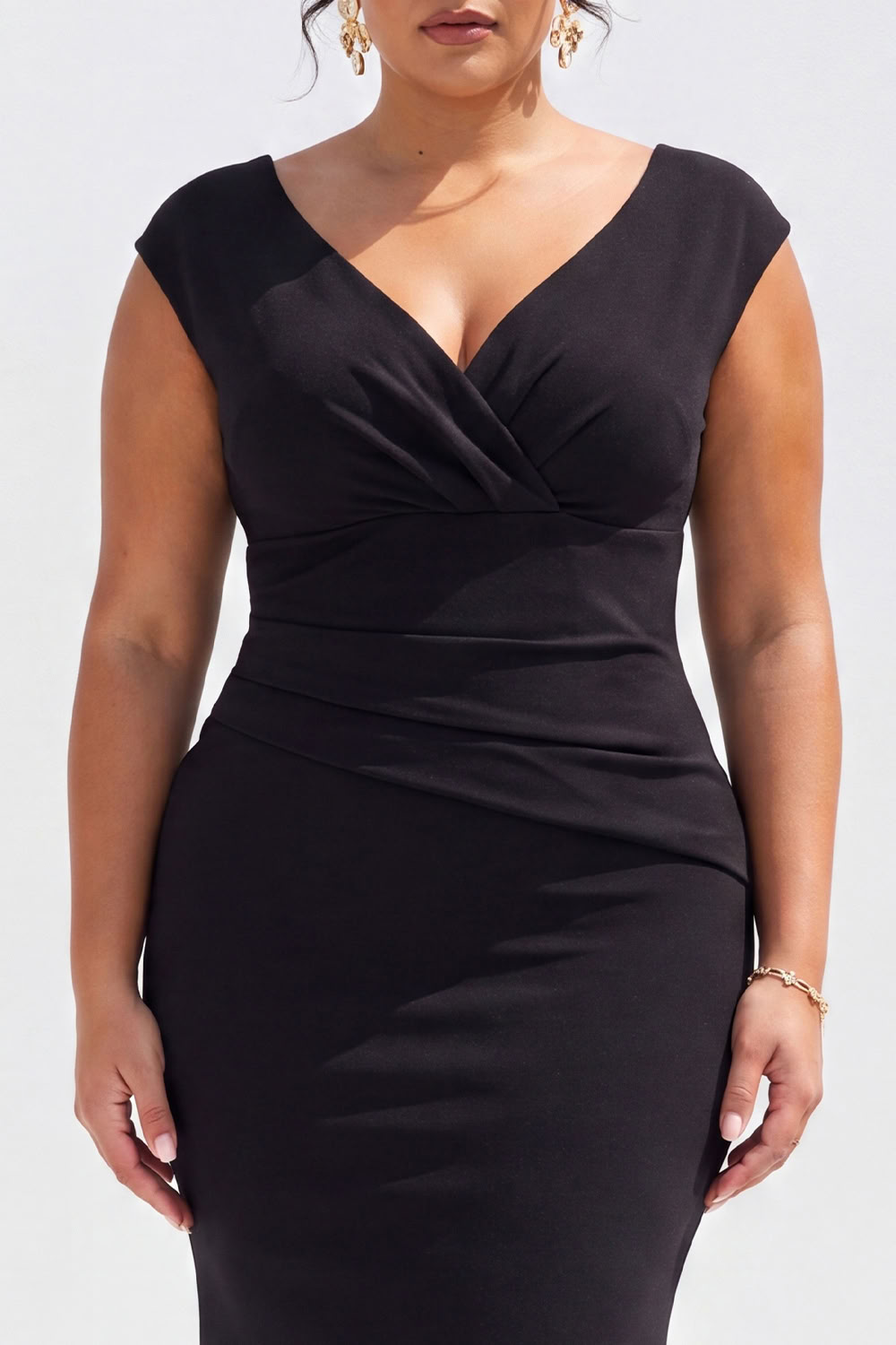 Dark Green Mermaid V Neck Plus Size Formal Dress