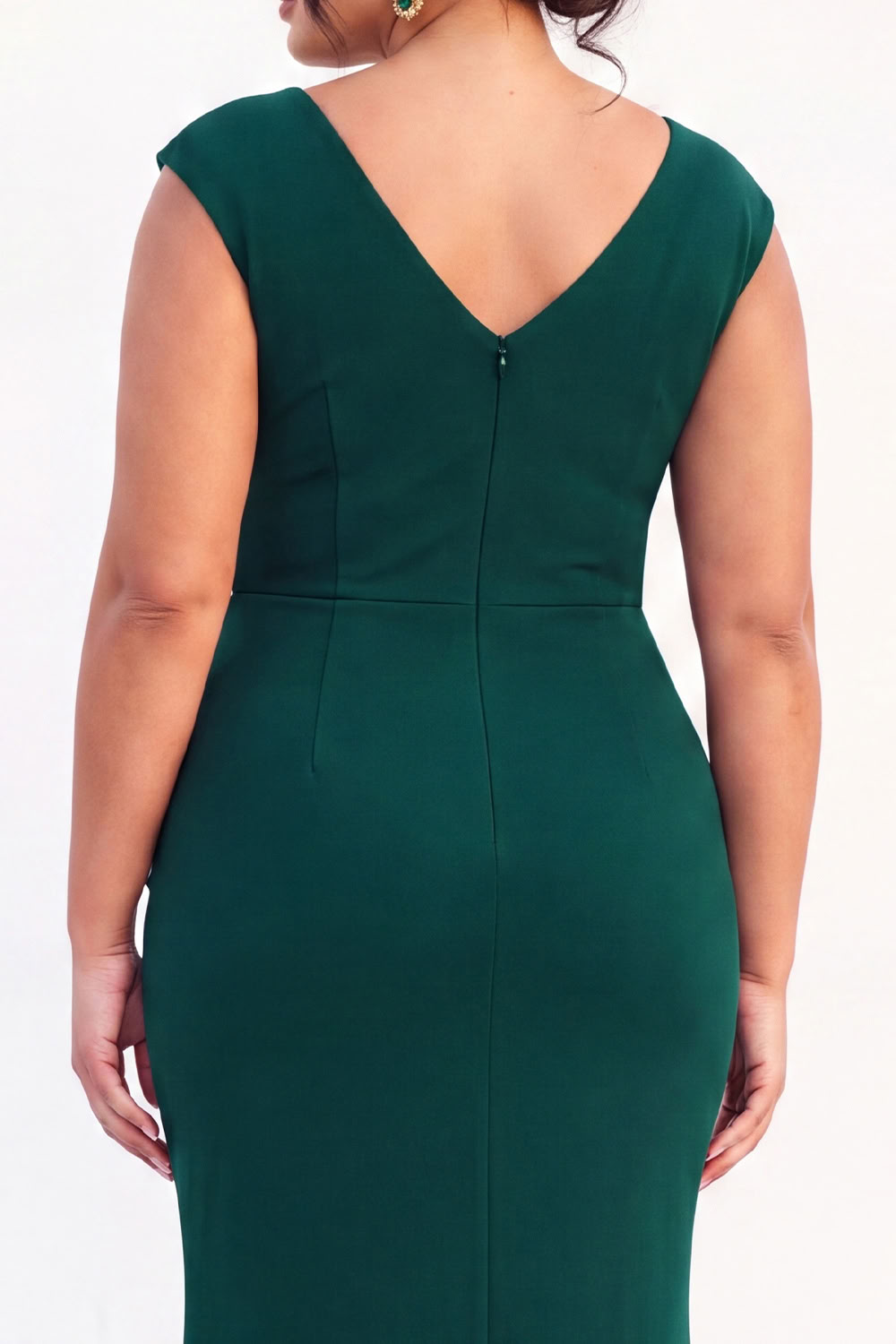 Dark Green Mermaid V Neck Plus Size Formal Dress