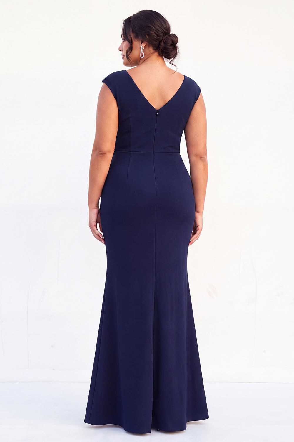 Dark Green Mermaid V Neck Plus Size Formal Dress