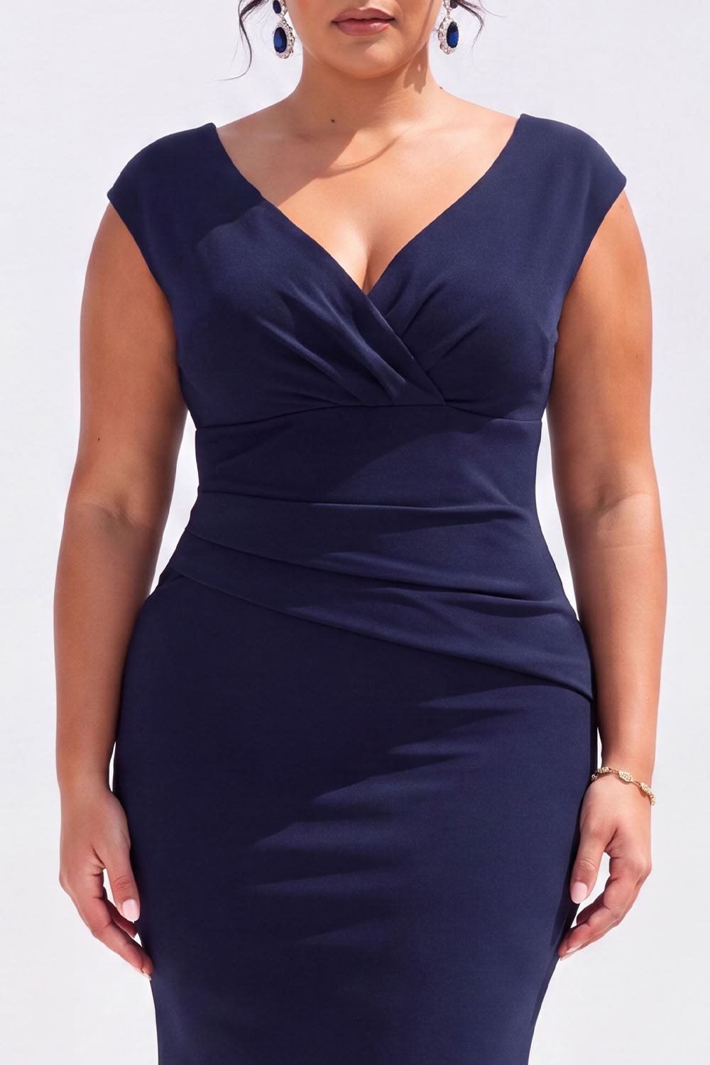 Dark Green Mermaid V Neck Plus Size Formal Dress