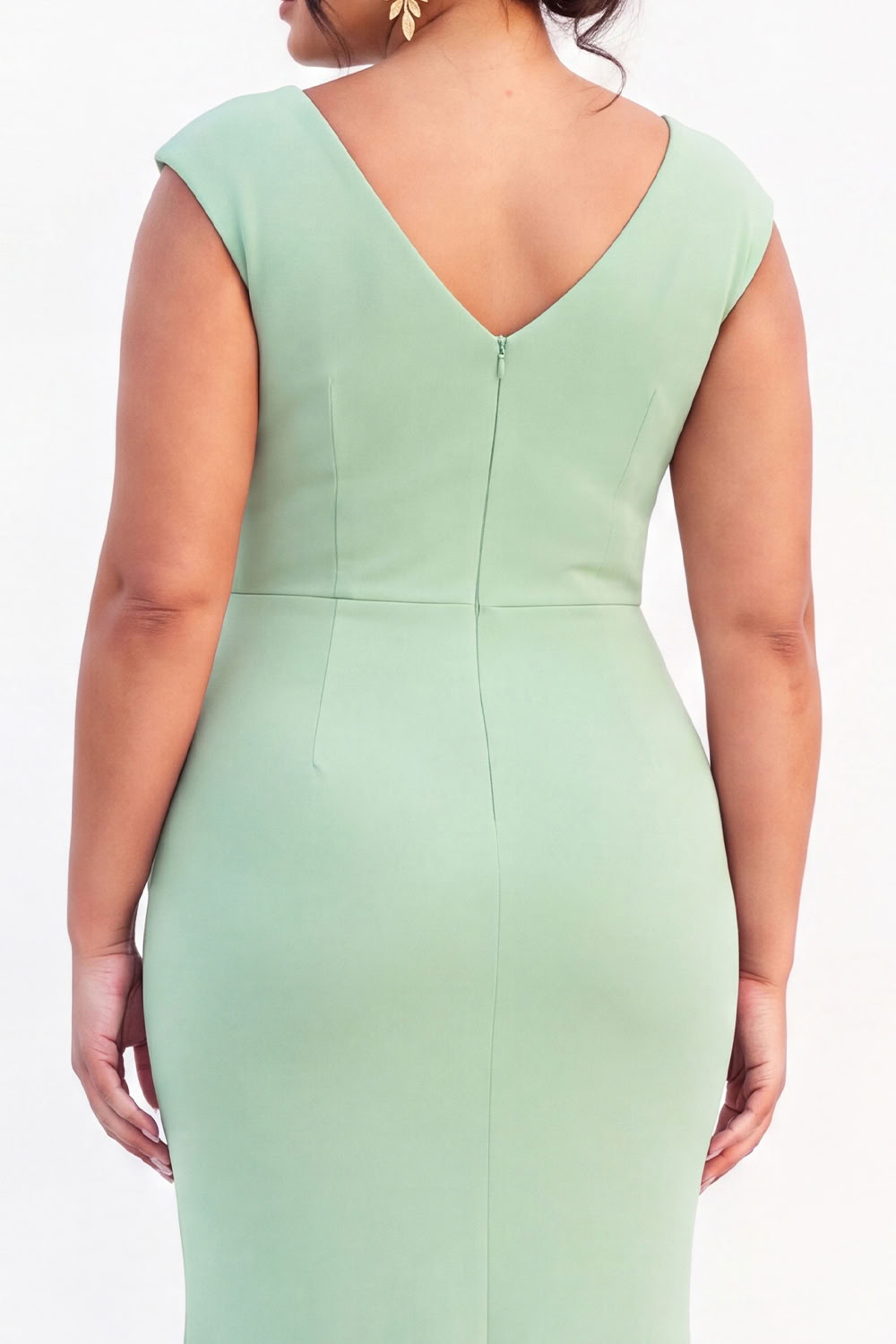 Dark Green Mermaid V Neck Plus Size Formal Dress