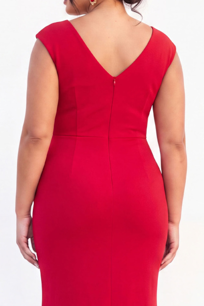Dark Green Mermaid V Neck Plus Size Formal Dress