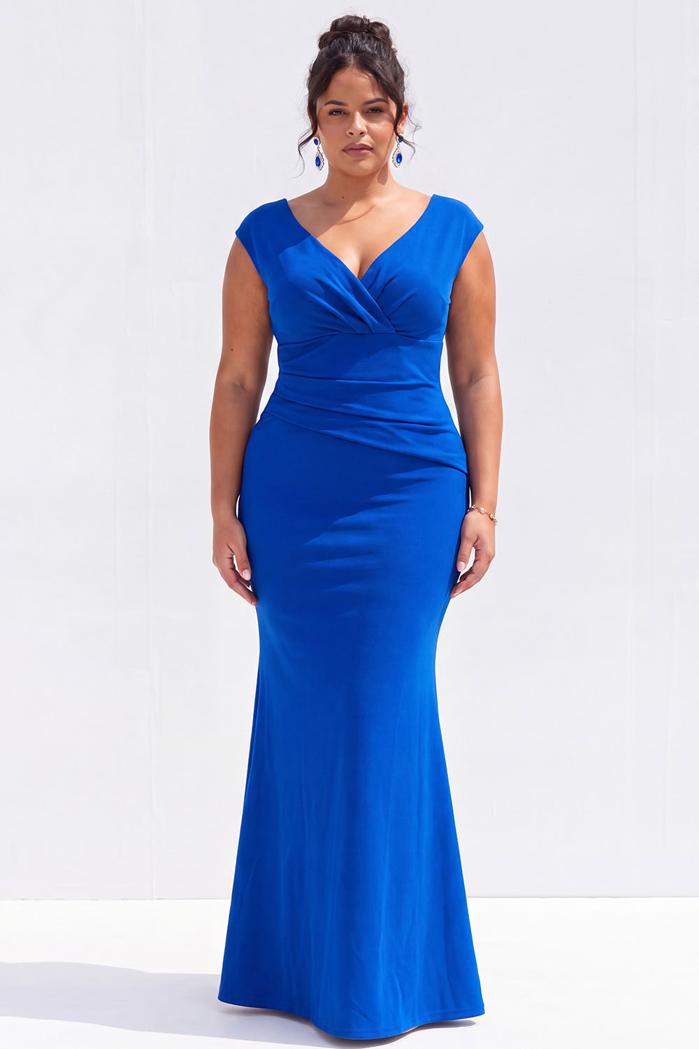 Dark Green Mermaid V Neck Plus Size Formal Dress