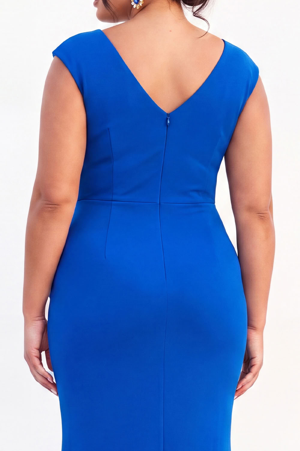 Dark Green Mermaid V Neck Plus Size Formal Dress