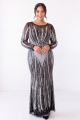 Sparkly Black Beaded Mermaid Long Sleeve Plus Size Formal Dress