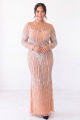 Sparkly Black Beaded Mermaid Long Sleeve Plus Size Formal Dress