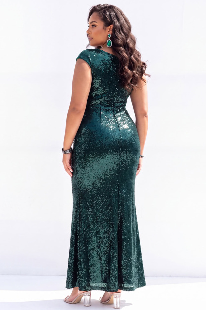 Sparkly Black Off the Shoulder Sequin Mermaid Plus Size Maxi Dress