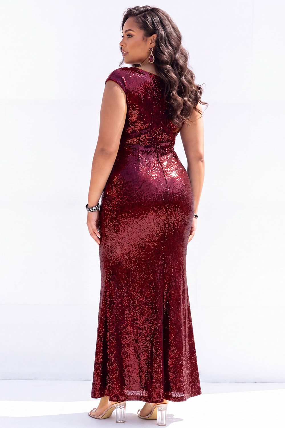Sparkly Black Off the Shoulder Sequin Mermaid Plus Size Maxi Dress