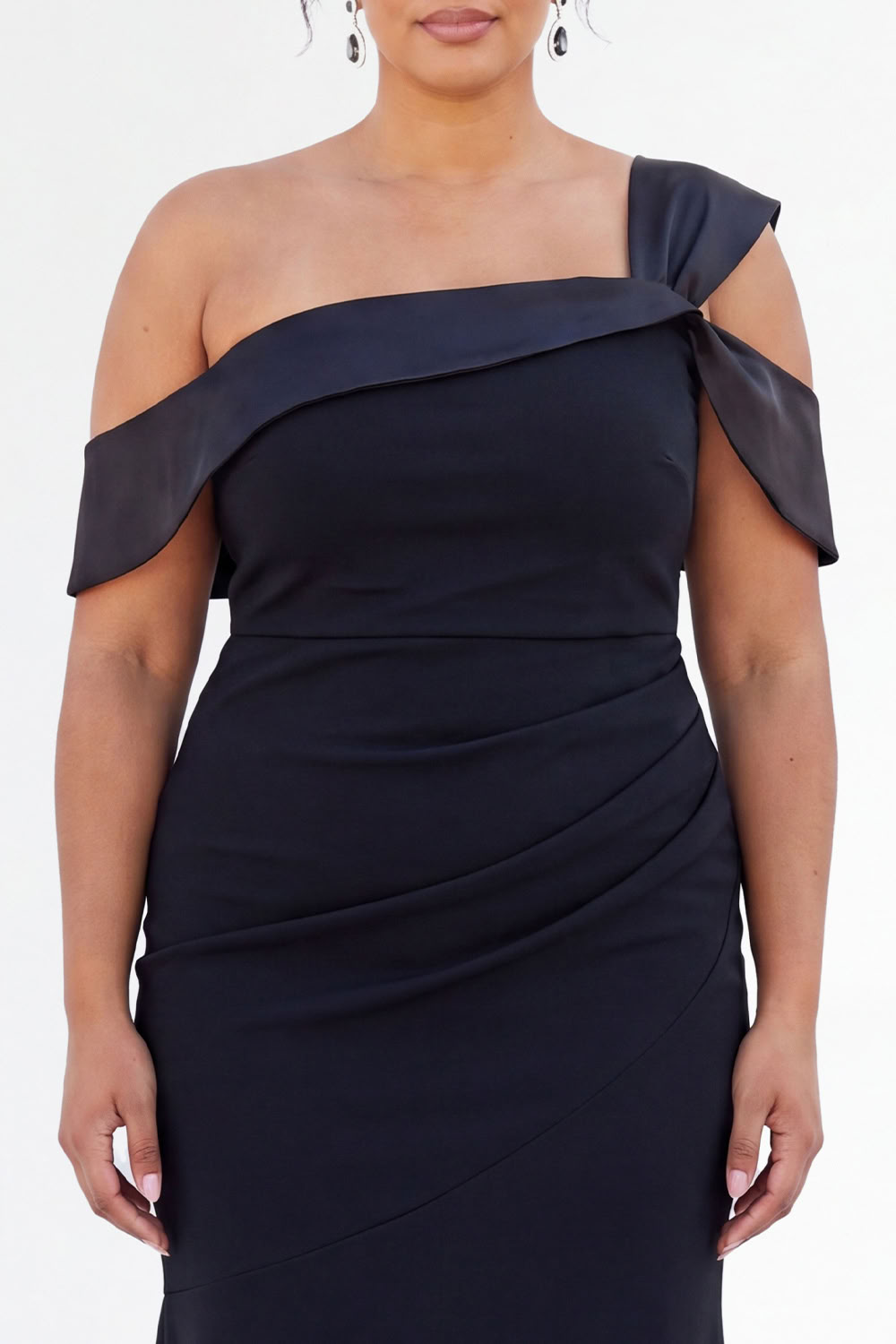 Plus Size Black One Shoulder Mermaid Formal Dress