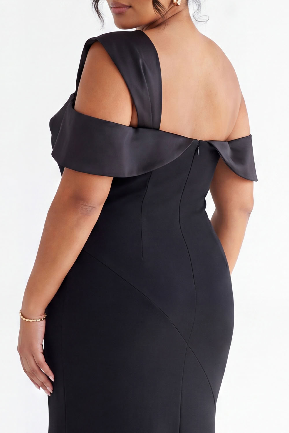 Plus Size Black One Shoulder Mermaid Formal Dress