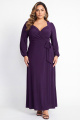 Black Long Sleeve Plus Size V Neck Formal Dress