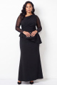 Black Asymmetric Neck Long Sleeve Mermaid Plus Size Formal Dress