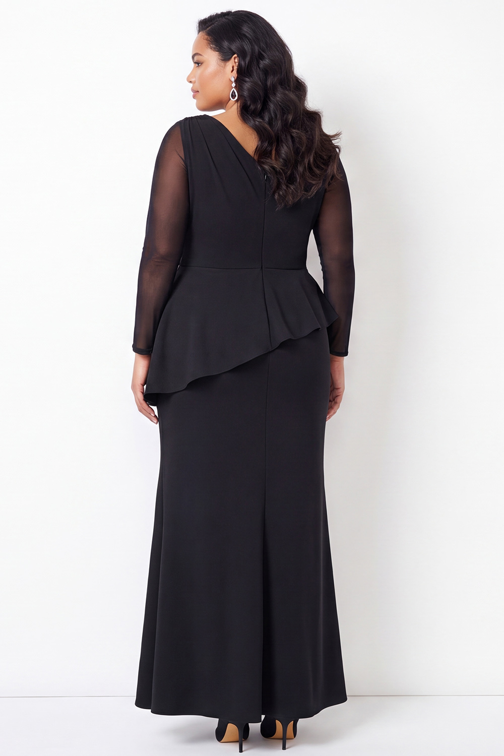 Black Long Sleeve Mermaid Plus Size Formal Dress