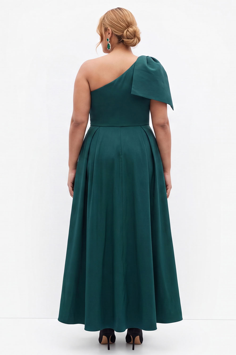 Dark Green One Shoulder Plus Size A Line Formal Dress
