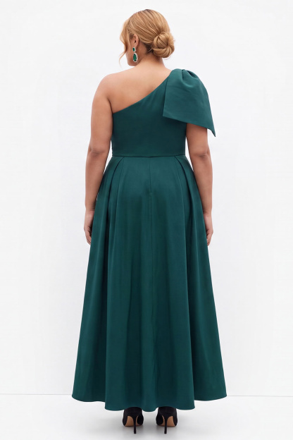 Dark Green One Shoulder Plus Size A Line Formal Dress