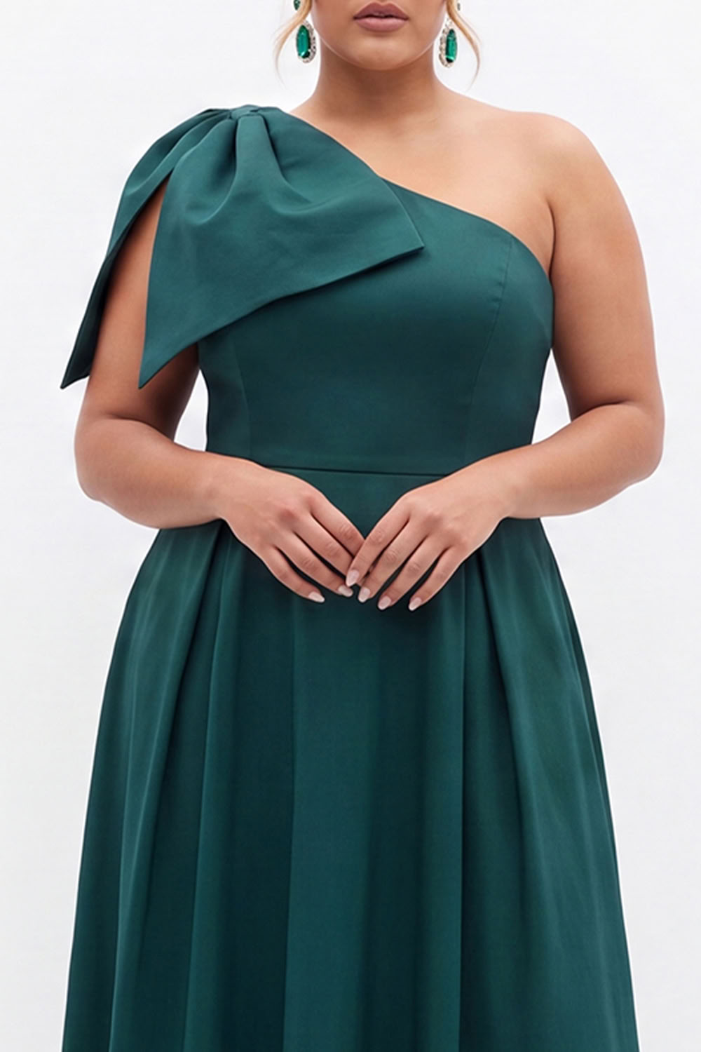 Dark Green One Shoulder Plus Size A Line Formal Dress