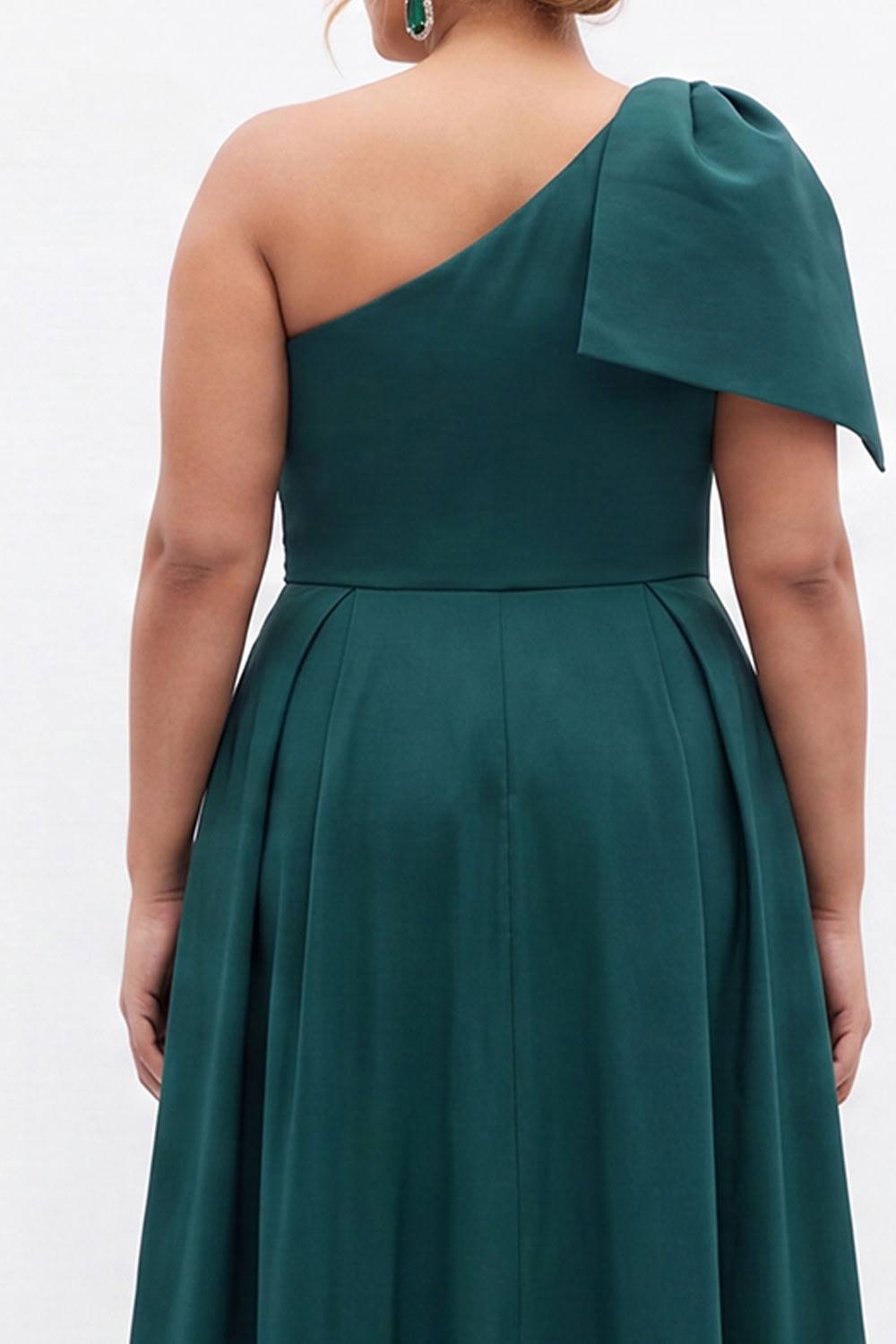 Dark Green One Shoulder Plus Size A Line Formal Dress