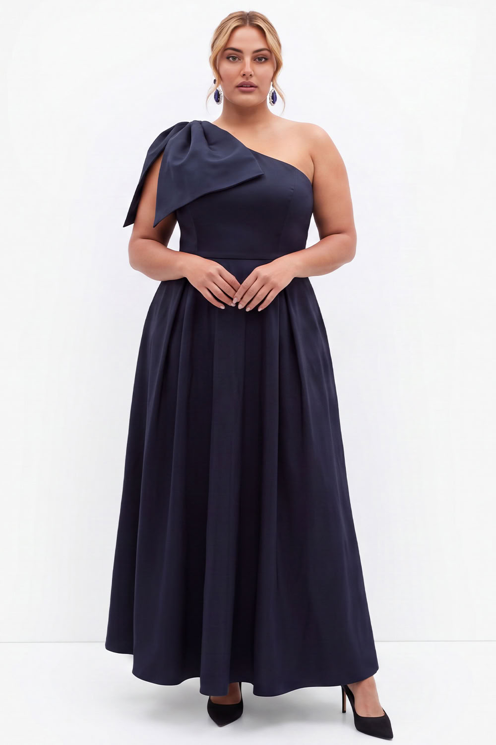Dark Green One Shoulder Plus Size A Line Formal Dress