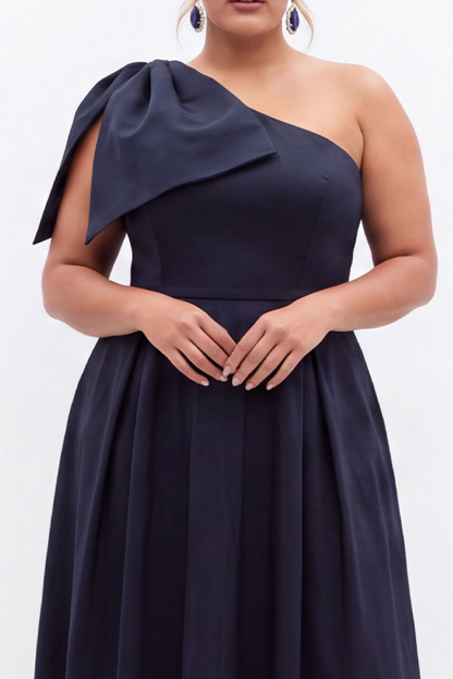 Dark Green One Shoulder Plus Size A Line Formal Dress
