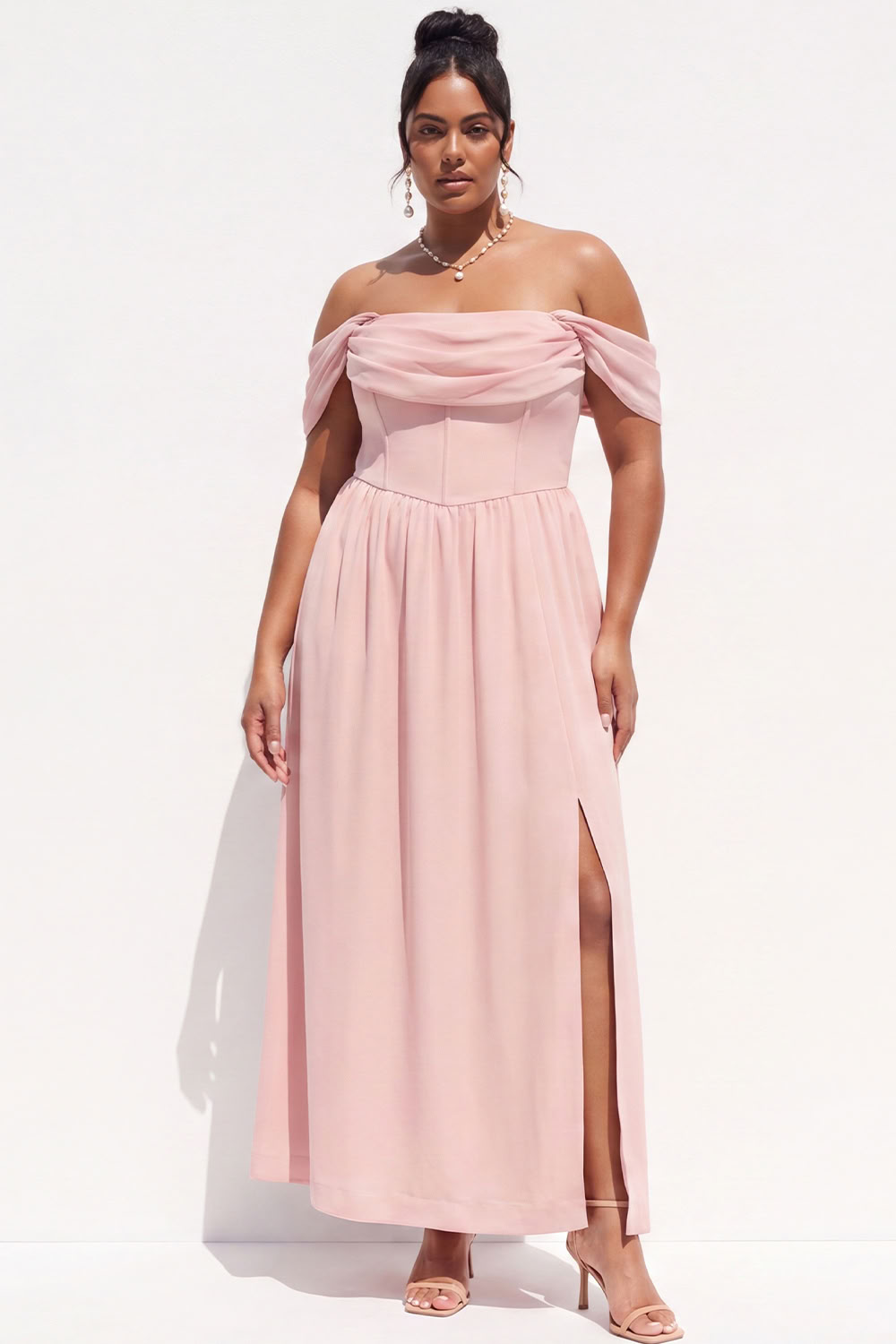 Black Plus Size Corset Off the Shoulder A Line Formal Dress
