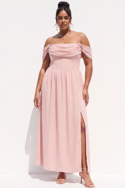 Black Plus Size Corset Off the Shoulder A Line Formal Dress