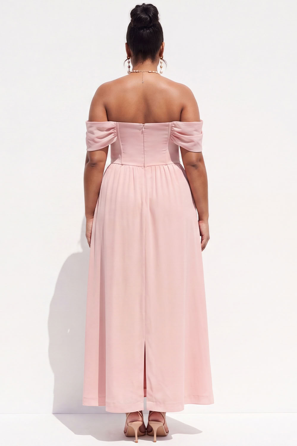 Black Plus Size Corset Off the Shoulder A Line Formal Dress