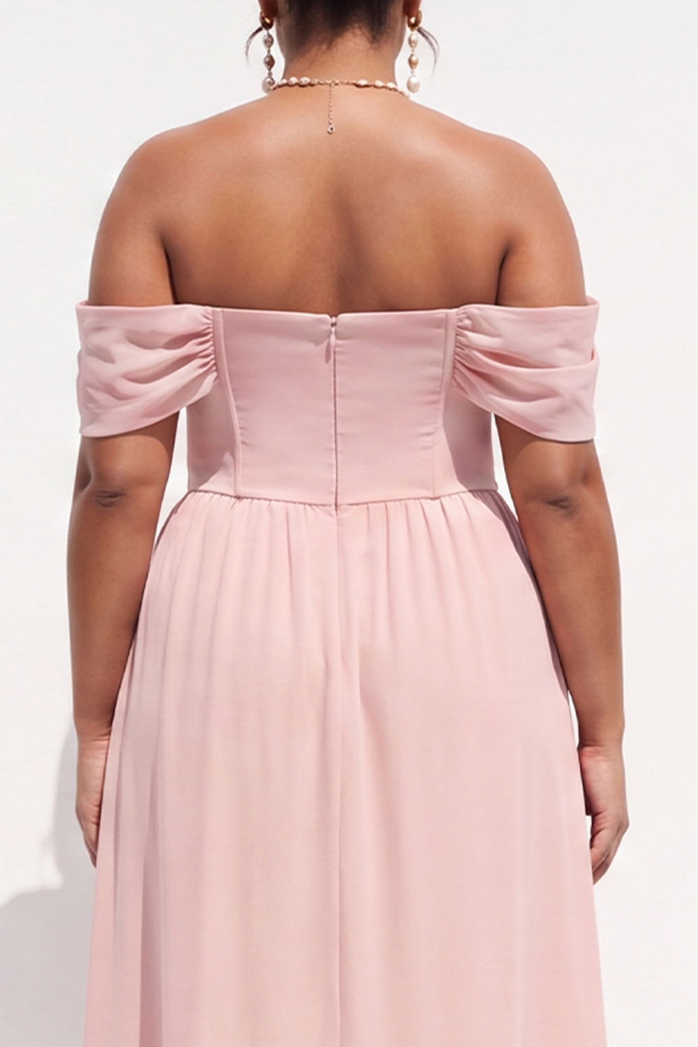 Black Plus Size Corset Off the Shoulder A Line Formal Dress