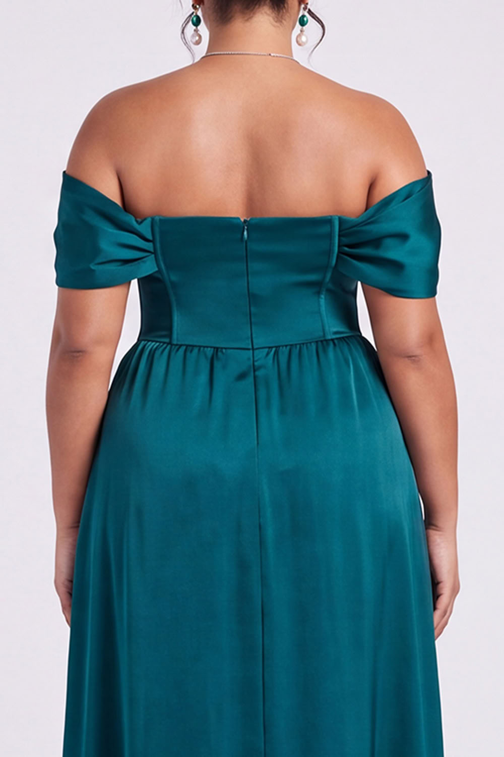 Black Plus Size Corset Off the Shoulder A Line Formal Dress