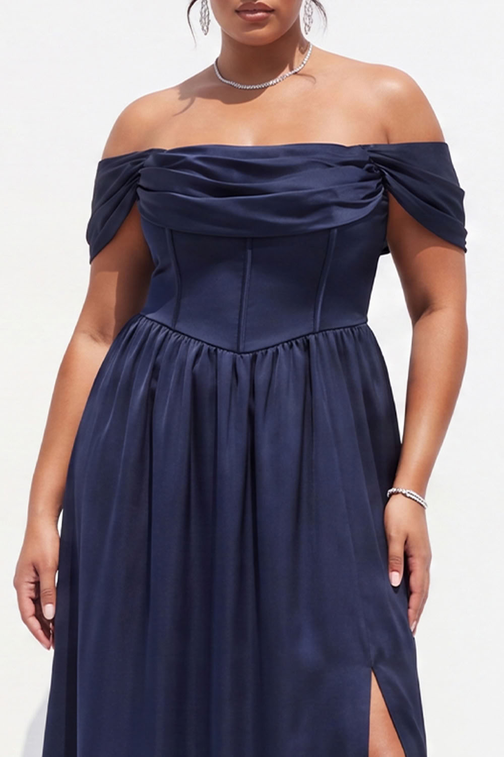 Black Plus Size Corset Off the Shoulder A Line Formal Dress