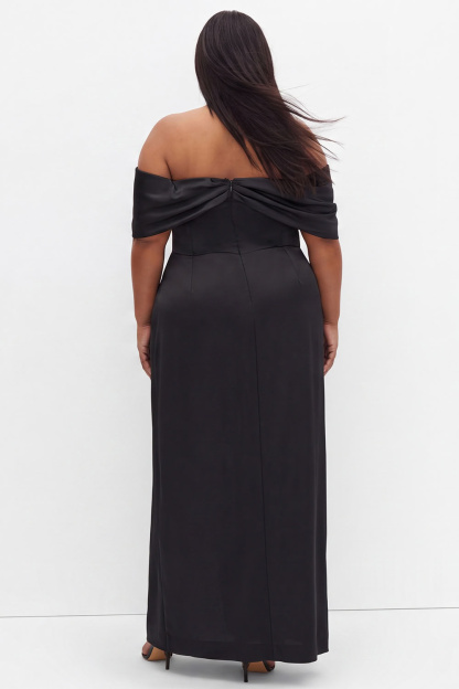 Plus Size Coffee Off the Shoulder Formal Dress with Slit