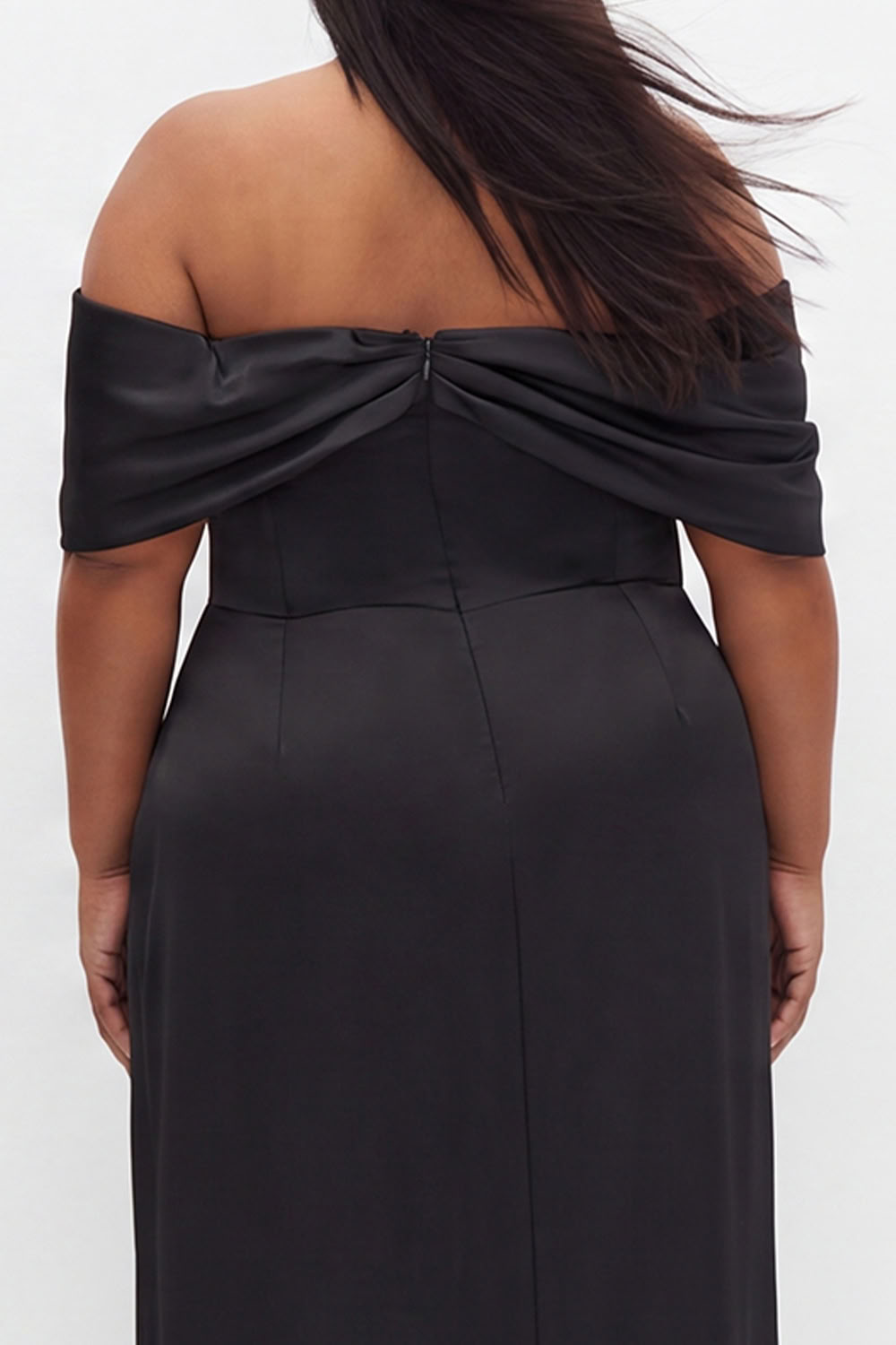 Plus Size Coffee Off the Shoulder Formal Dress with Slit