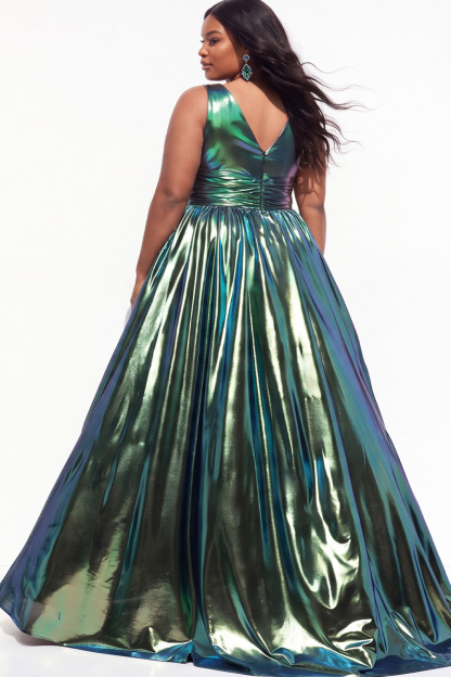 Purple A Line Pleated Plus Size Long Prom Dress