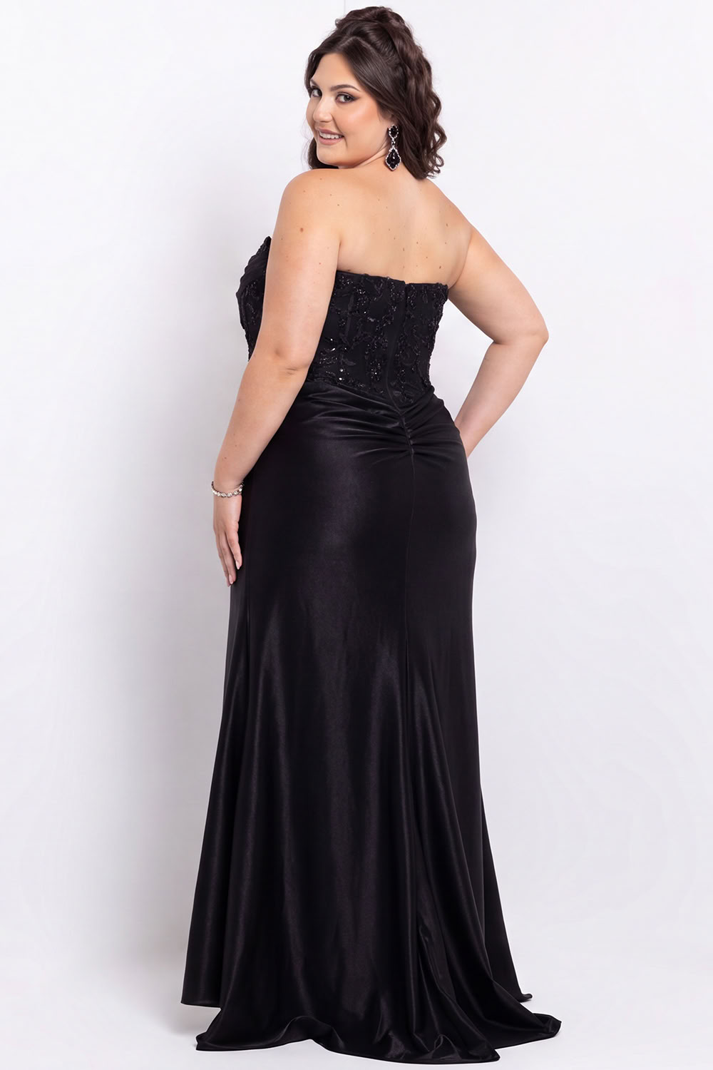 Plus Size Sweetheart Black Mermaid Sequin Prom Dress with Slit
