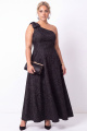 Plus Size One Shoulder A Line Embossed Black Formal Dress