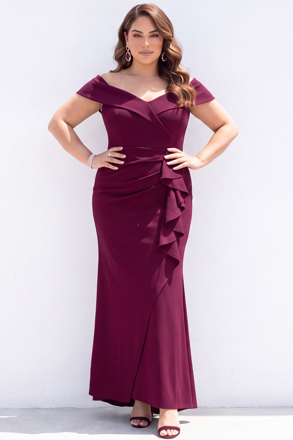 Plus Size Mermaid Black Off the Shoulder Formal Dress with Sash