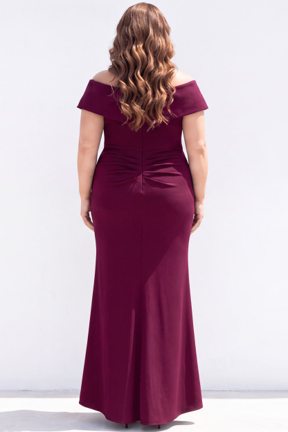 Plus Size Mermaid Black Off the Shoulder Formal Dress with Sash